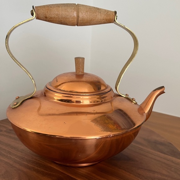 COPRAL Vintage Copper Tea Pot Kettle Made Portugal Shabby Chic Cabincore Decor - Picture 4 of 16